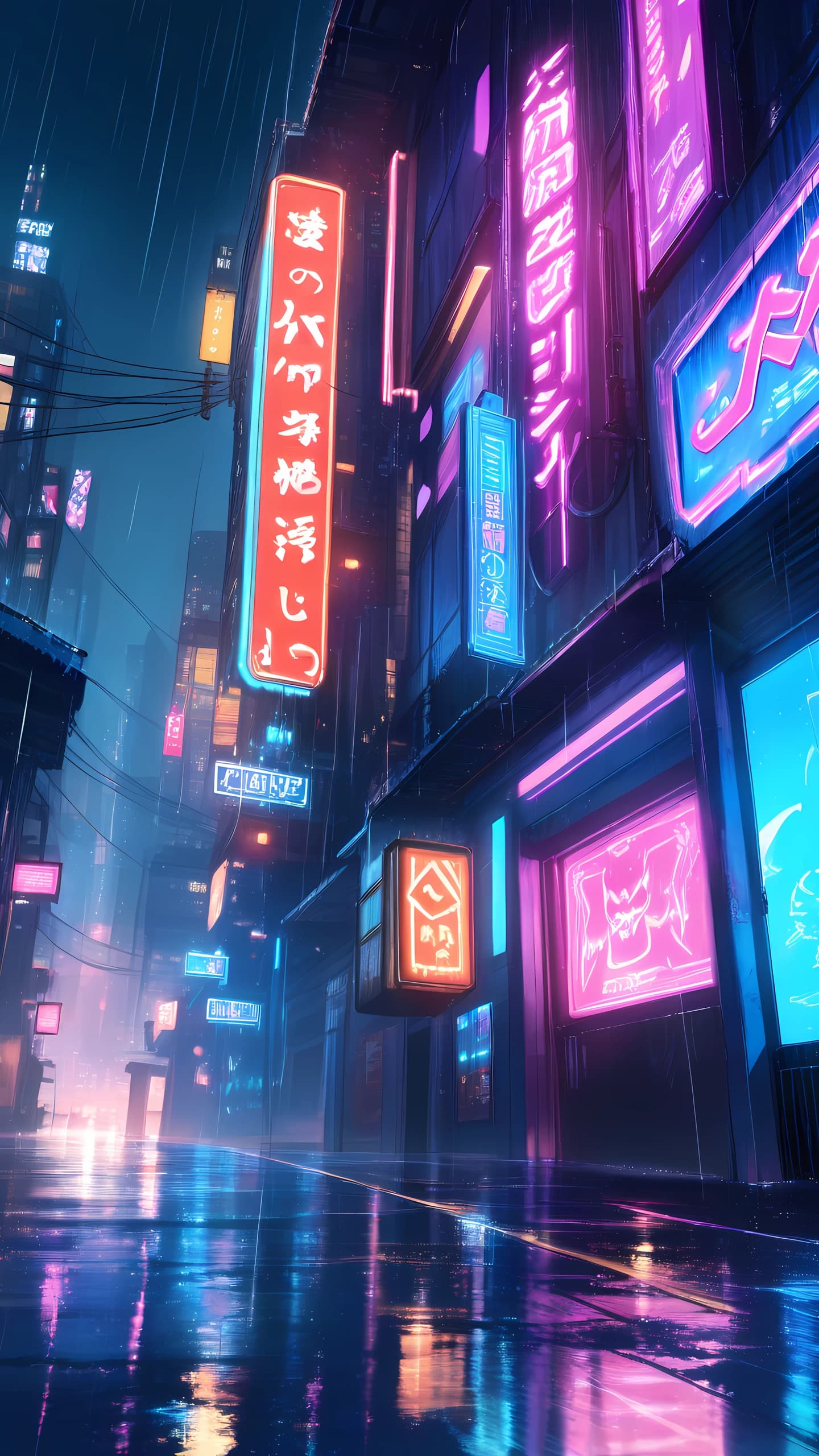 Cyberpunk Anime Wallpaper Neon City 1440×2560 anime wallpaper