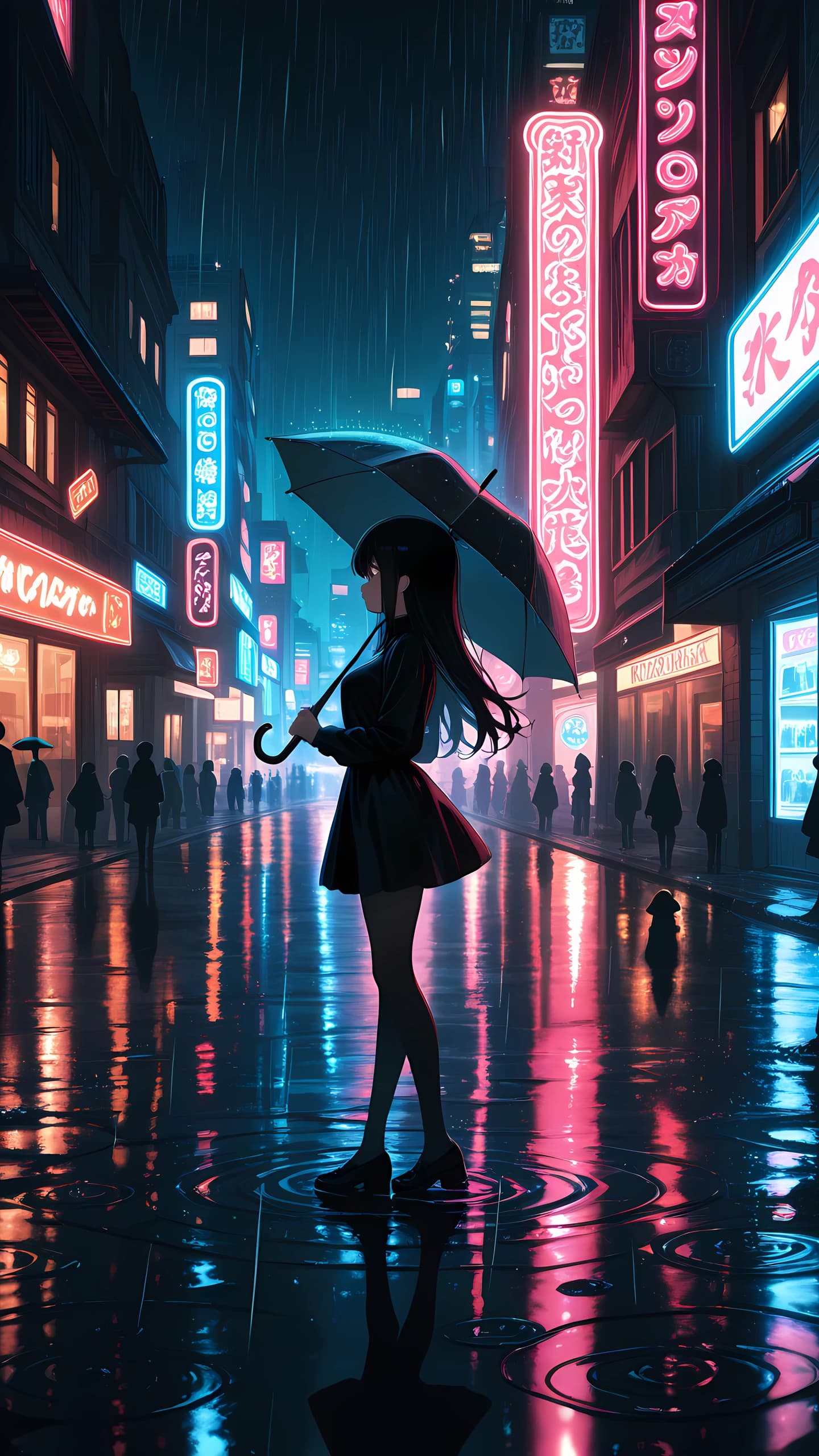 Dark Anime Wallpaper Rainy Night 1440×2560 anime wallpaper