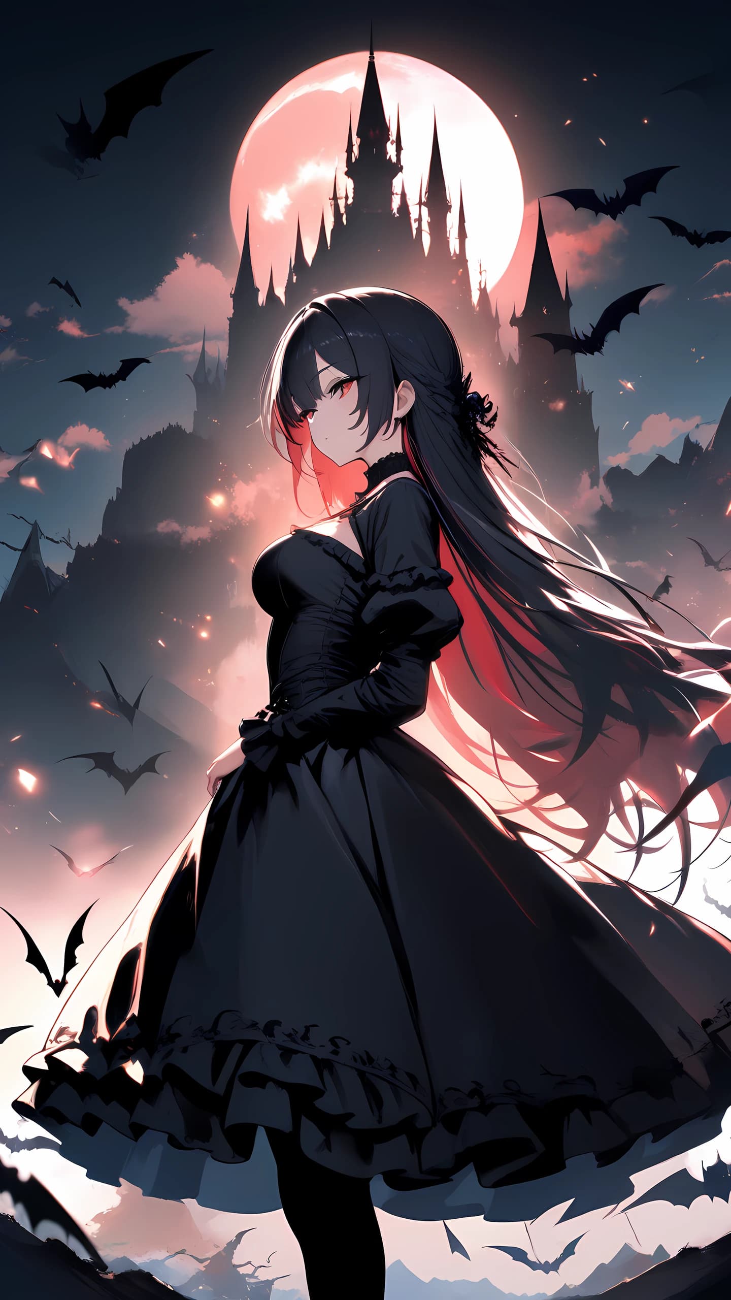 Gothic Anime Wallpaper Moon Castle 1440×2560 anime wallpaper