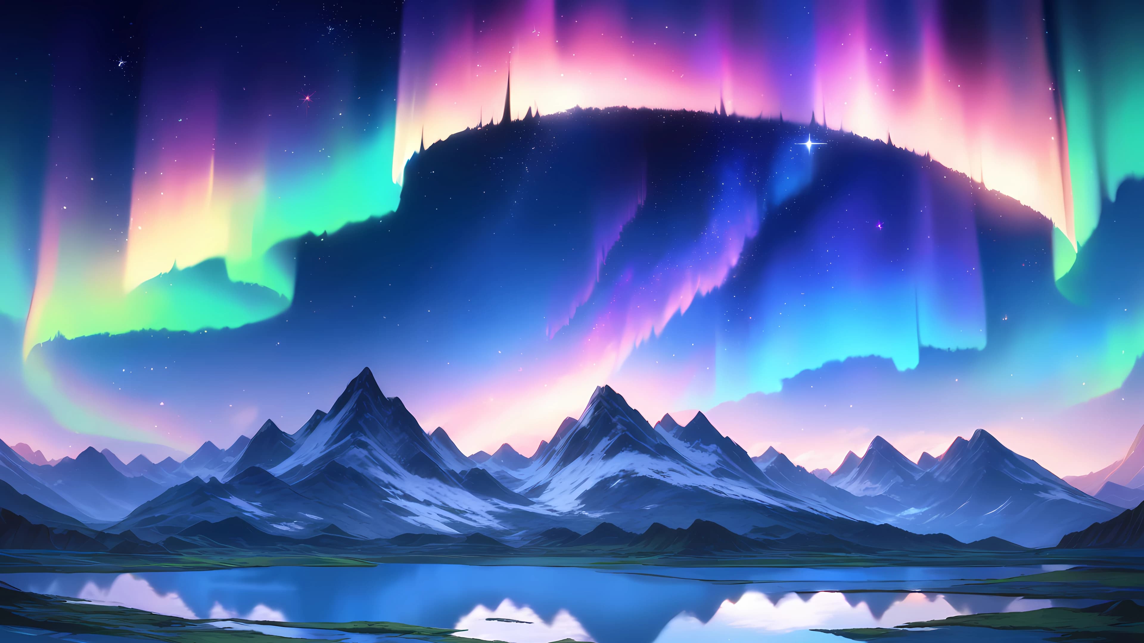 Anime Landscape Wallpaper Starry Night 3840×2160 anime wallpaper