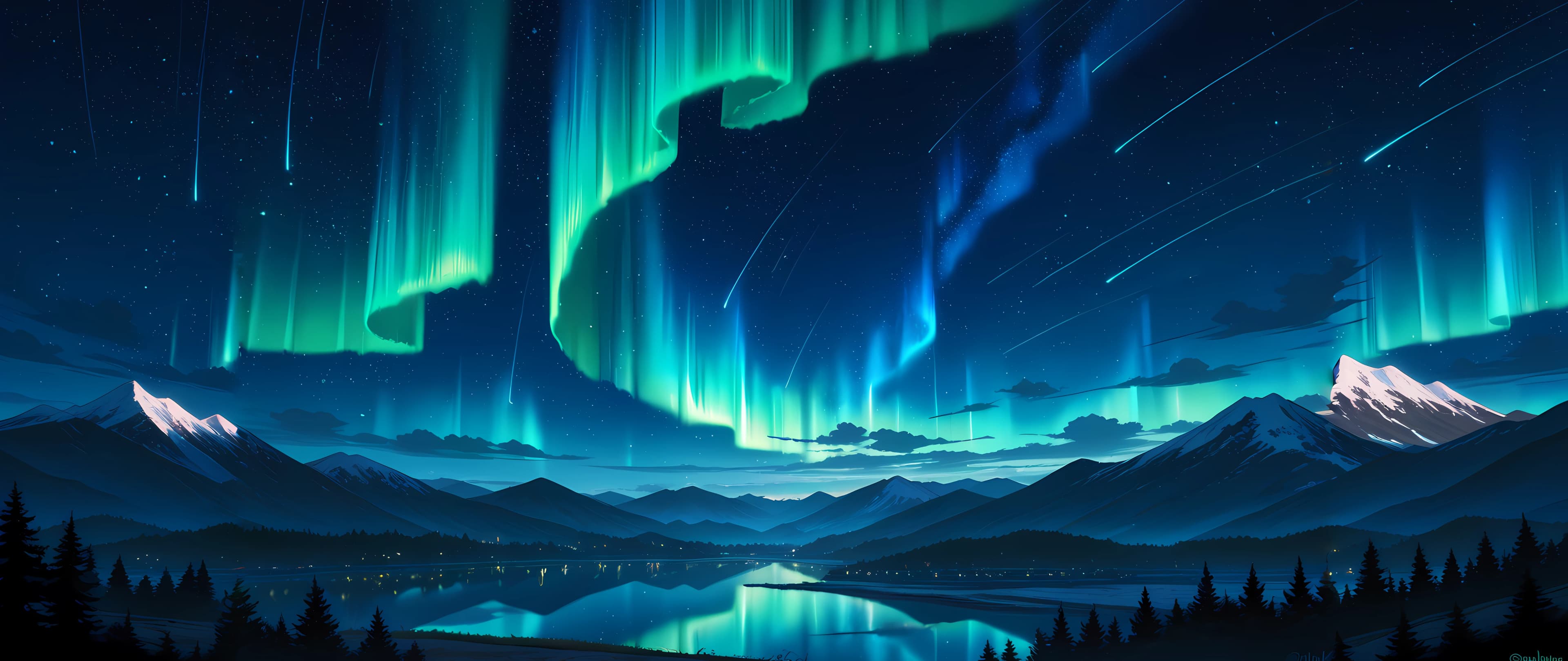 Anime Landscape Wallpaper Starry Night Ultrawide 5120×2160 anime wallpaper