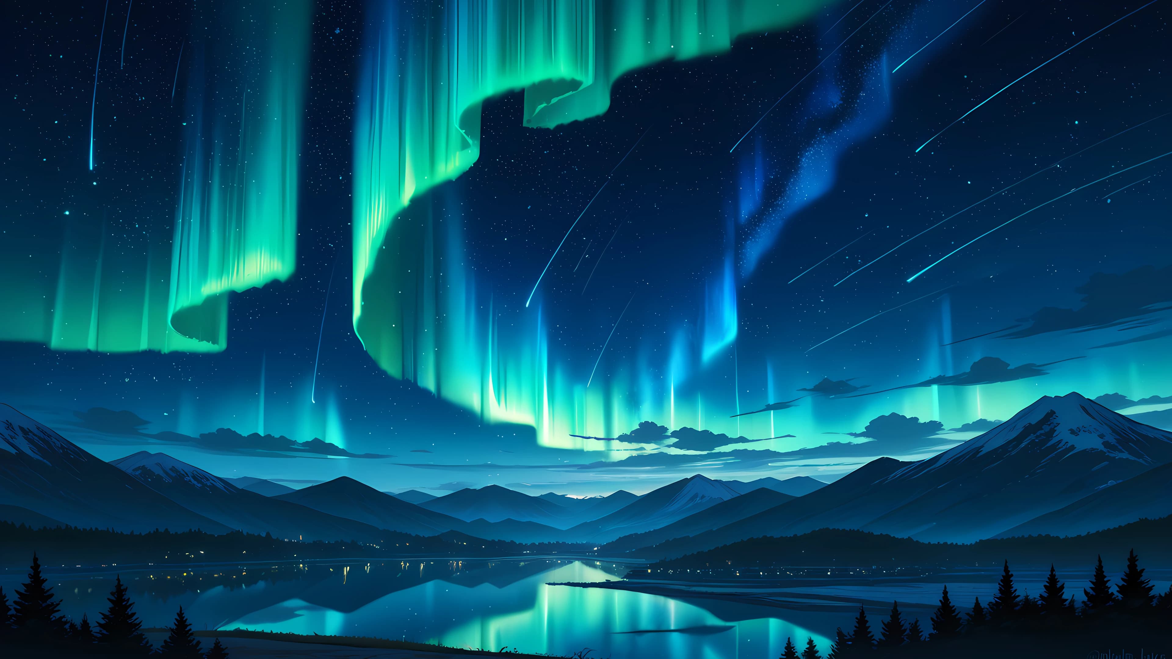 Anime Landscape Wallpaper Starry Night 3840×2160 anime wallpaper