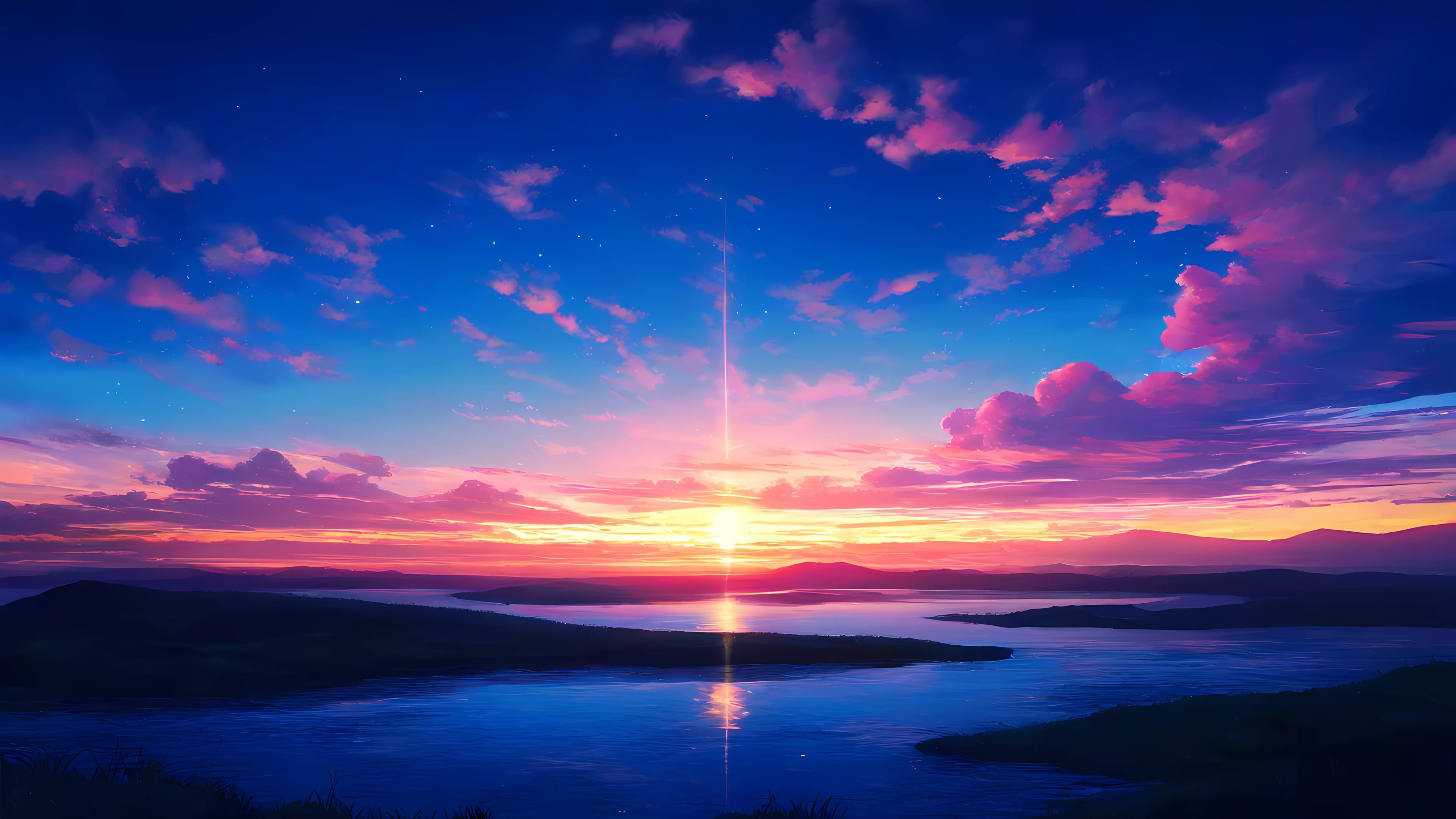 Anime Scenery Wallpaper Sunset 4K 3840×2160 anime wallpaper